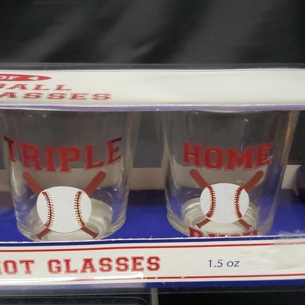 Dennis East International Set of 4 Baseball 1.5 oz. Shot Glasses